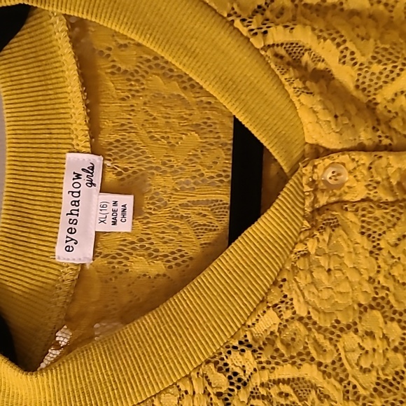EYESHADOW GIRLS YELLOW LACE TOP WITH ATTACHED CAMI SIZE XL - Picture 8 of 11